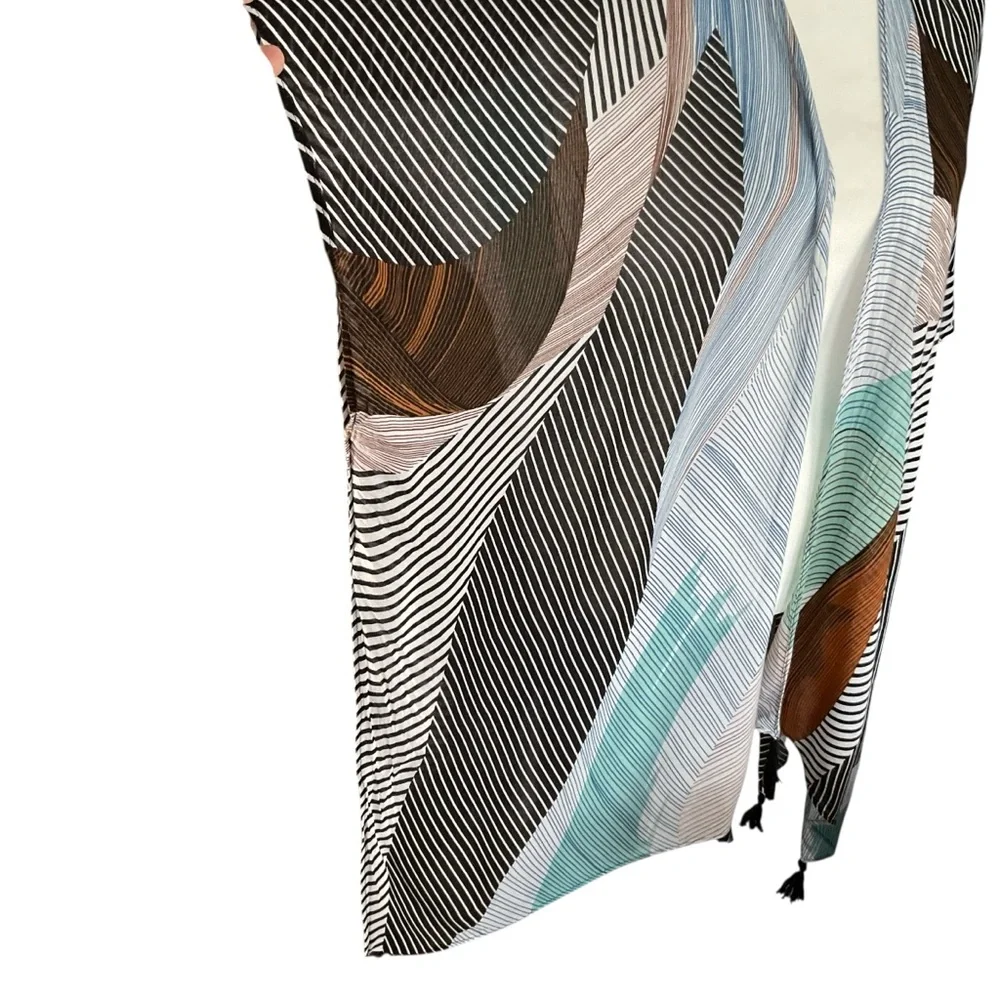 Moss Rose Colorful Geometric Pattern Kimono Wrap Size OS